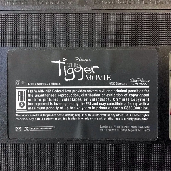 Disney The Tigger Movie VHS Video Tape G Movie With Storage Case Vintage - Picture 10 of 10